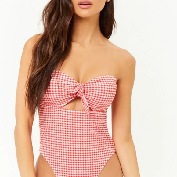 red gingham one piece swimsuit